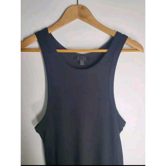 AYR The Metro Bodycon Black Maxi Tank Dress L Sleeveless Ribbed Knit Pima Cotton - Picture 2 of 6